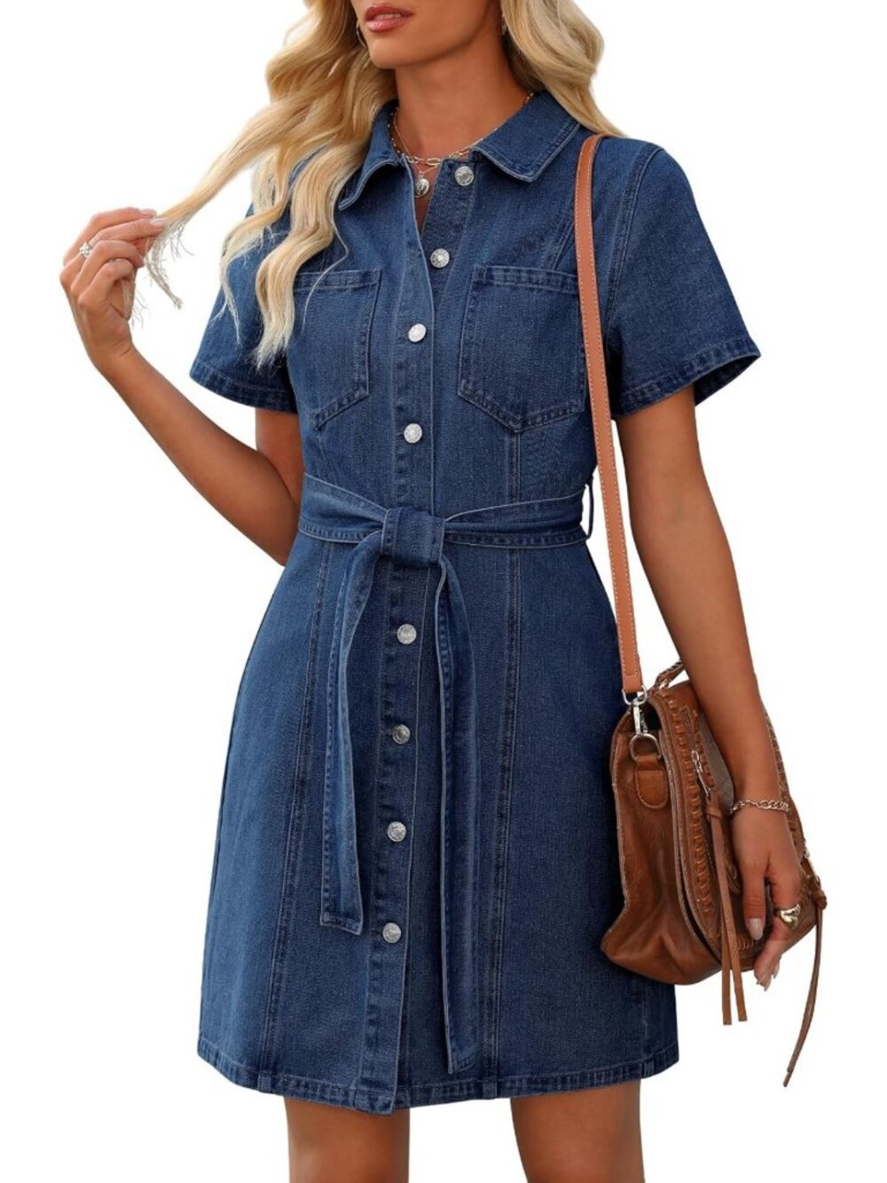 Stylish Women's Denim Dress - Jean Dress with Pockets for Western Country Style
